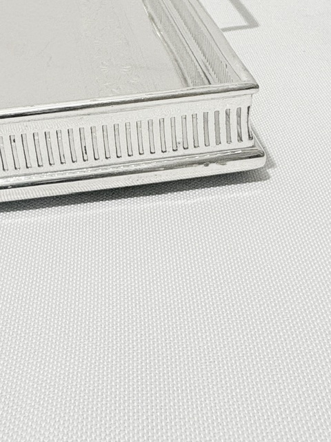 Antique Silver Plated Gallery Tray with Applied Rectangular Handles Antique Silver Plated Gallery Tray with Applied Rectangular Handles