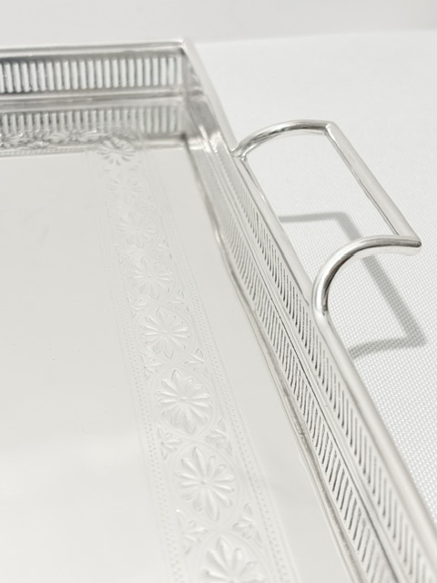 Antique Silver Plated Gallery Tray with Applied Rectangular Handles Antique Silver Plated Gallery Tray with Applied Rectangular Handles