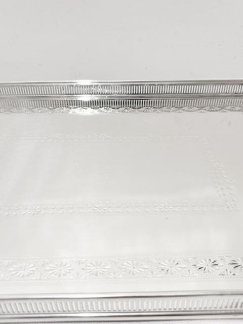 Antique Silver Plated Gallery Tray with Applied Rectangular Handles Antique Silver Plated Gallery Tray with Applied Rectangular Handles