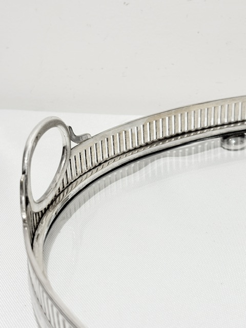 Handsome Antique Silver Plated and Glass Gallery Tray Handsome Antique Silver Plated and Glass Gallery Tray
