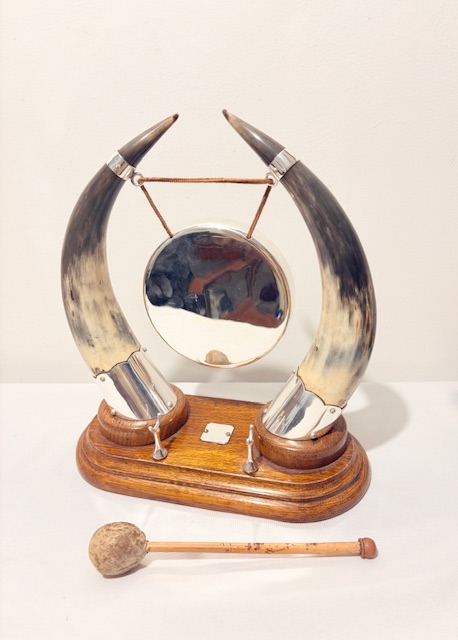 Antique Silver Plated and Cow Horn Dinner Gong