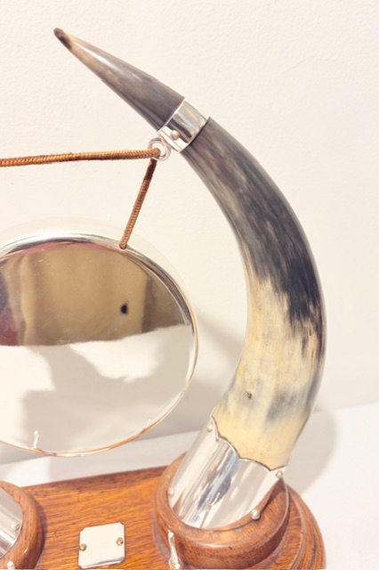 Antique Silver Plated and Cow Horn Dinner Gong