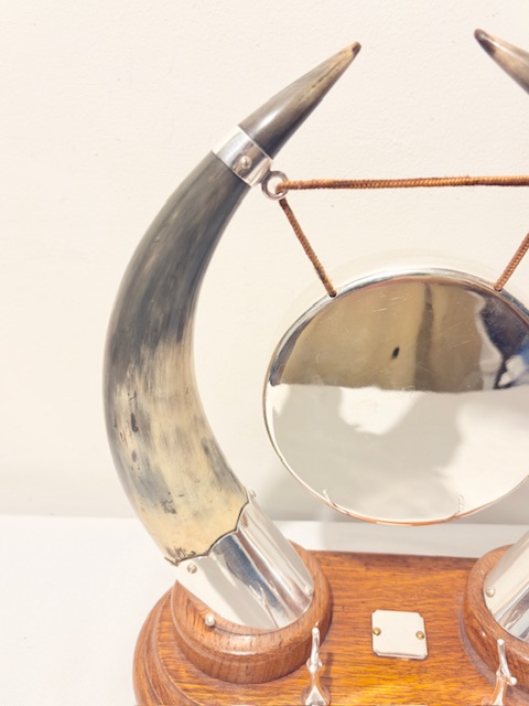 Antique Silver Plated and Cow Horn Dinner Gong