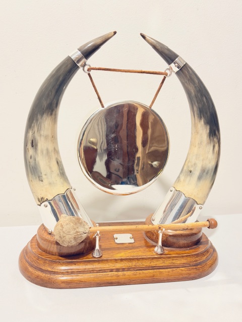 Antique Silver Plated and Cow Horn Dinner Gong