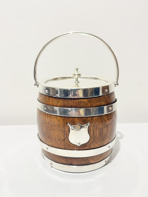 Smart Vintage Oak and Silver Plated Biscuit Box