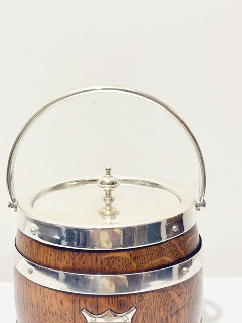 Smart Vintage Oak and Silver Plated Biscuit Box