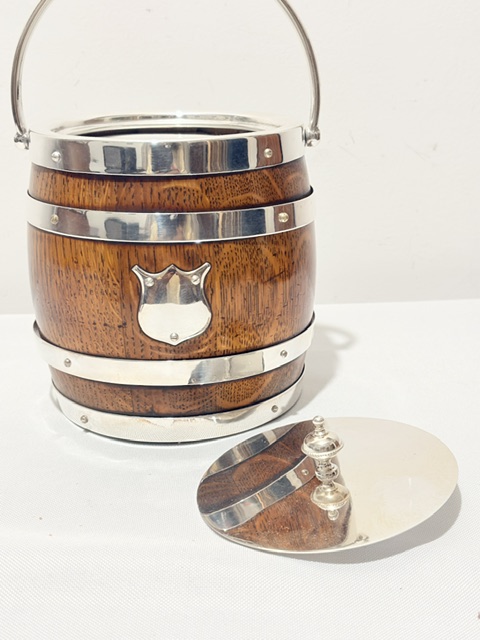 Smart Vintage Oak and Silver Plated Biscuit Box