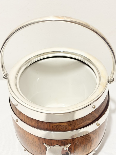 Smart Vintage Oak and Silver Plated Biscuit Box