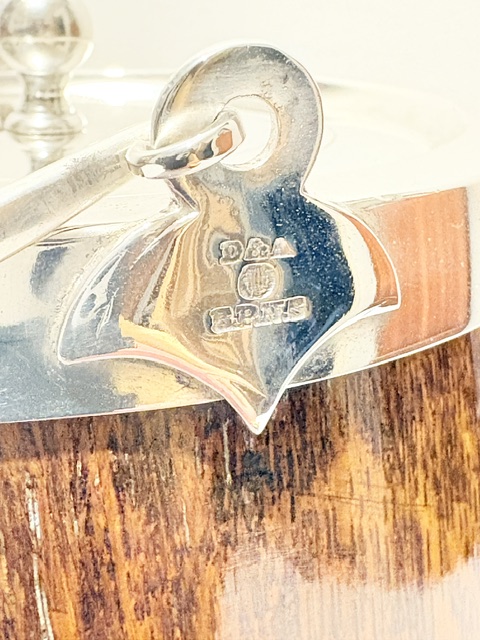 Antique Silver Plate and Oak Biscuit Box with White Ceramic Liner