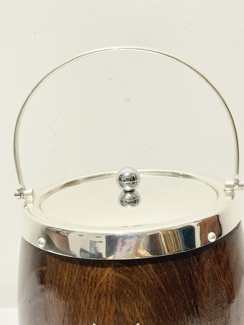 Vintage Silver Plated and Oak Biscuit Box