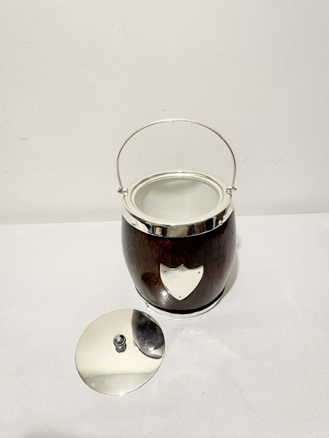 Vintage Silver Plated and Oak Biscuit Box