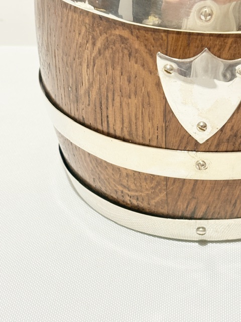 Smart Vintage Oak and Silver Plated Biscuit Box with Ceramic Liner