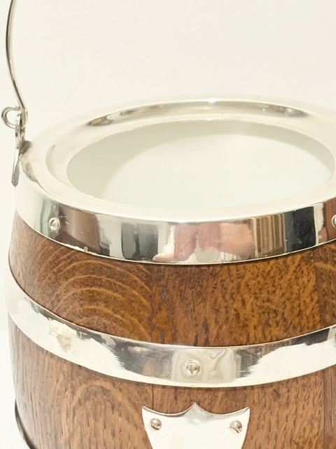 Smart Vintage Oak and Silver Plated Biscuit Box with Ceramic Liner