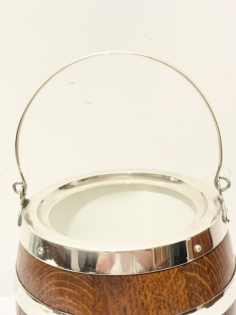 Smart Vintage Oak and Silver Plated Biscuit Box with Ceramic Liner
