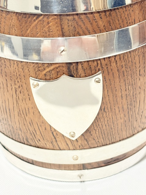 Smart Vintage Slightly Bulbous Oak and Silver Plated Biscuit Box