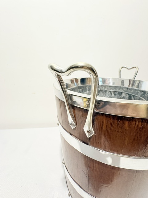Antique Silver Plated and Oak Champagne or Wine Cooler
