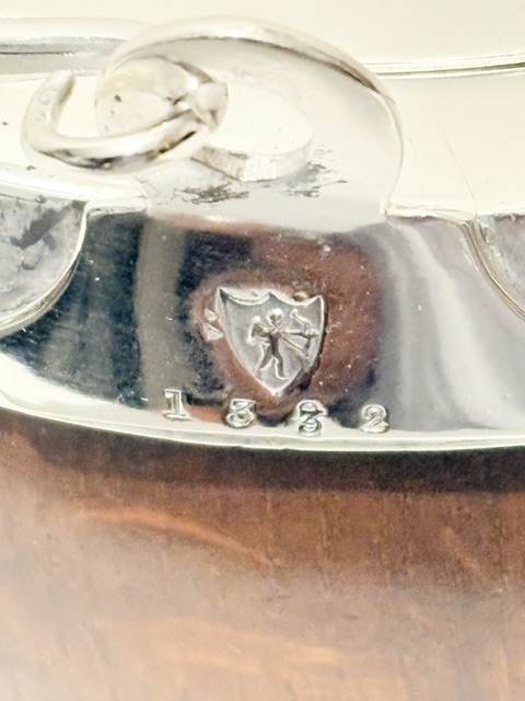 Antique Silver Plated and Oak Butter Dish with Glass Liner